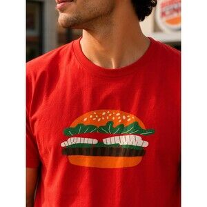 Burger King Official Whopper Sandwich Employee Crew Member Red T-Shirt Large
